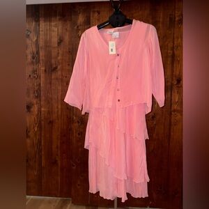 CLICK Elegant Asymmetrical Pink Layered Dress